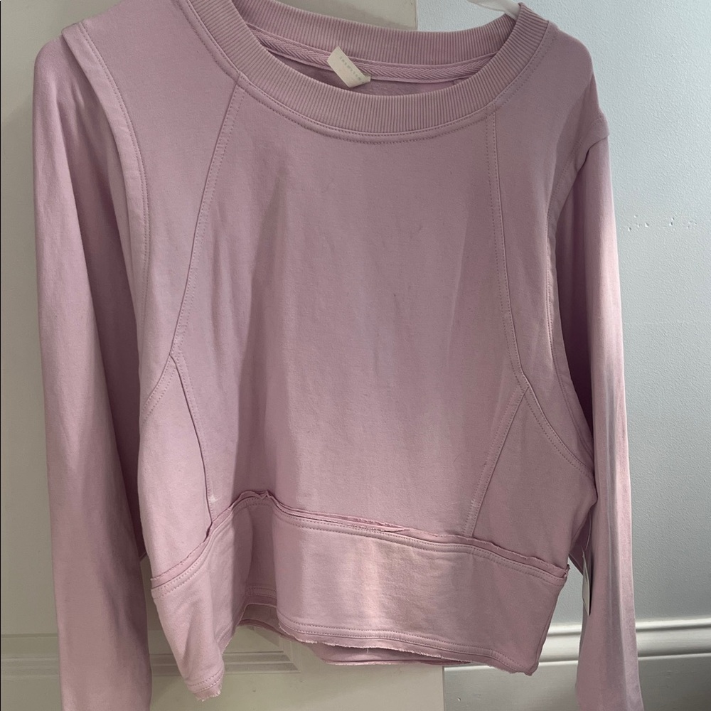 Light Pink Long Sleeve Crop Sweatshirt